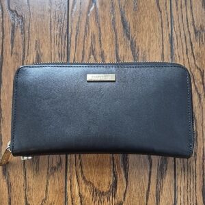 Danier Leather Wallet Black & Gold
